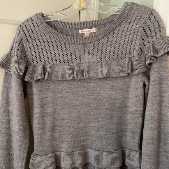 Ella Moss Marble Gray Ruffle Knit Sweater Dress - Picture 5 of 7